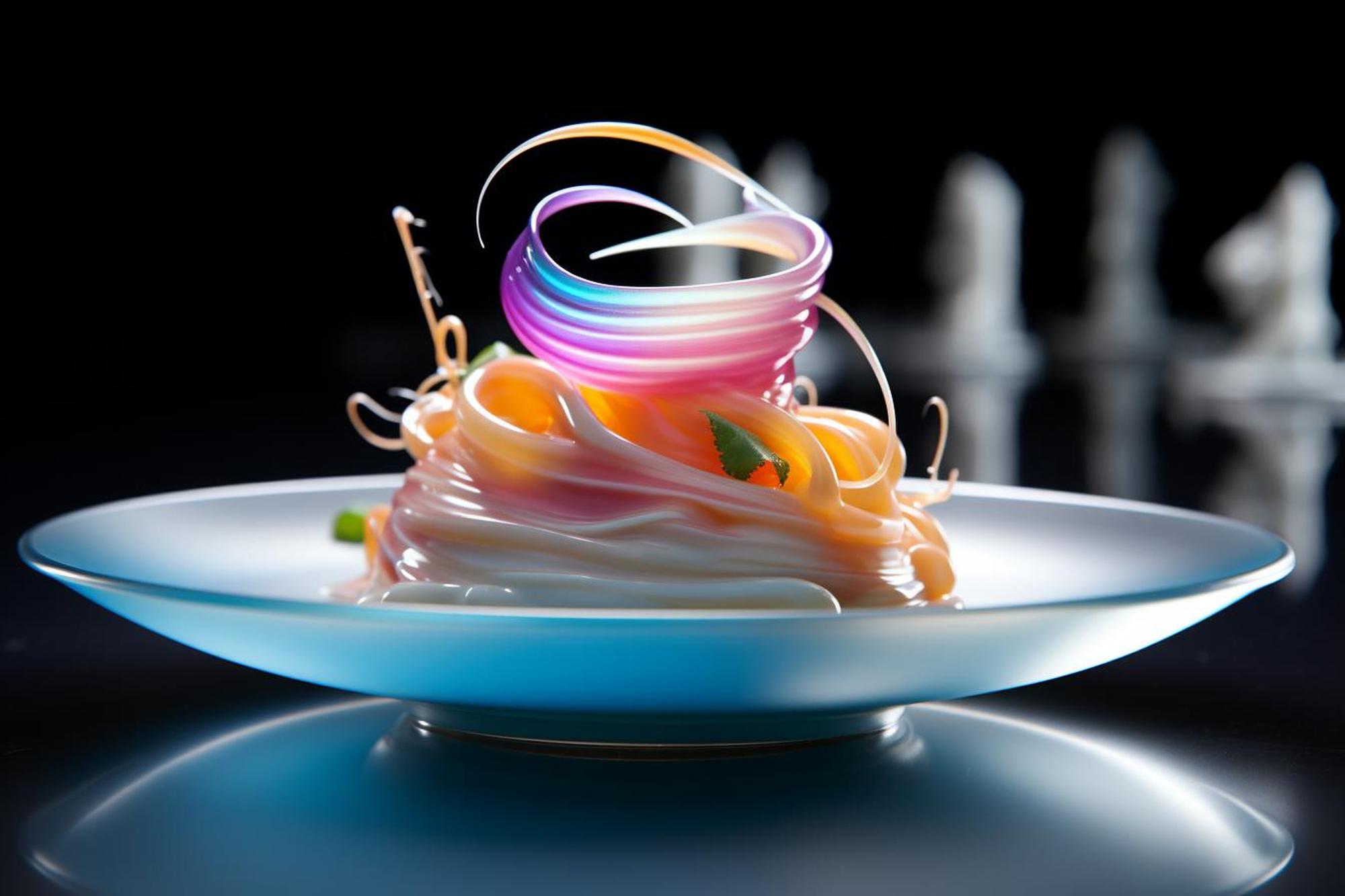 Dettaglio impiattamento con luce al neon